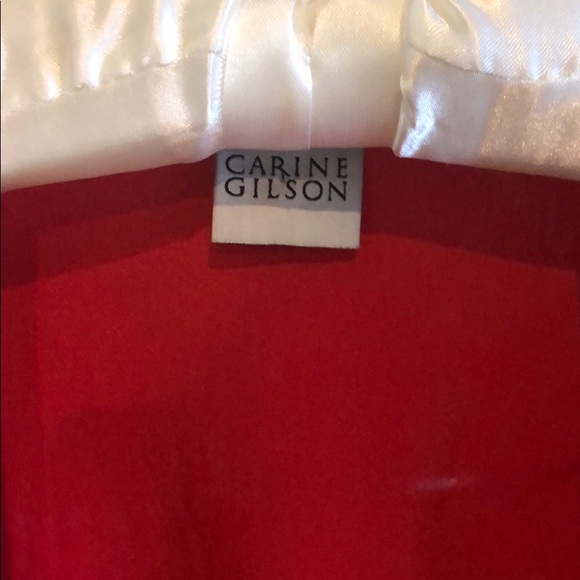 ๐ฆ Carine Gilson Cherry Red 100% Silk & Lace Kimono Robe - Picture 4 of 9